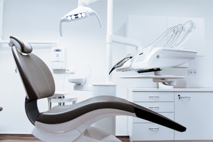 Black and White Dentist Chair and Equipment